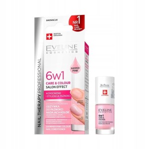 Eveline Odżywka do paznokci 6w1 Color Shimmer Pink