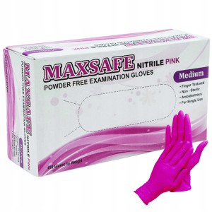Rękawice Nitrylowe MAXSAFE Fuksja M 100szt