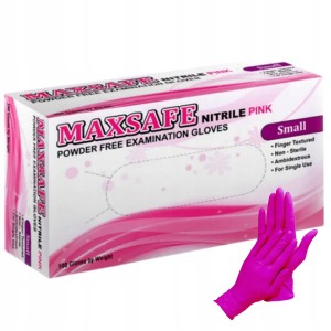Rękawice Nitrylowe MAXSAFE Fuksja S 100szt